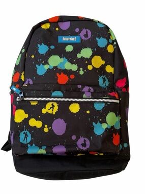 Fortnite Backpack Unisex Multi-Color Paint Splatter Zipper Closure Gamer Bag